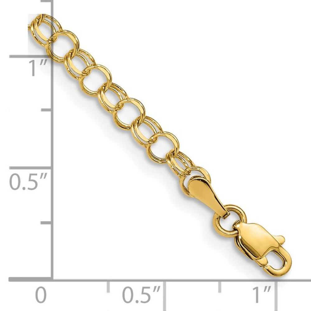 14k Yellow Gold Solid Double Link Charm Bracelet - image 3